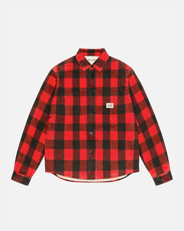 Unspoken | Stussy Sherpa Lined Buffalo Plaid Shirt - Red