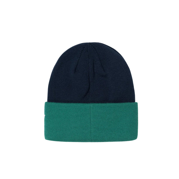 Helvetica Jacquard Beanie - Green / Navy