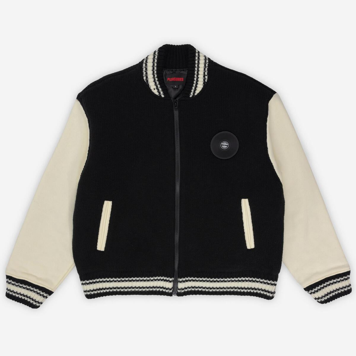 Smoke Knitted Varsity Jacket - Black