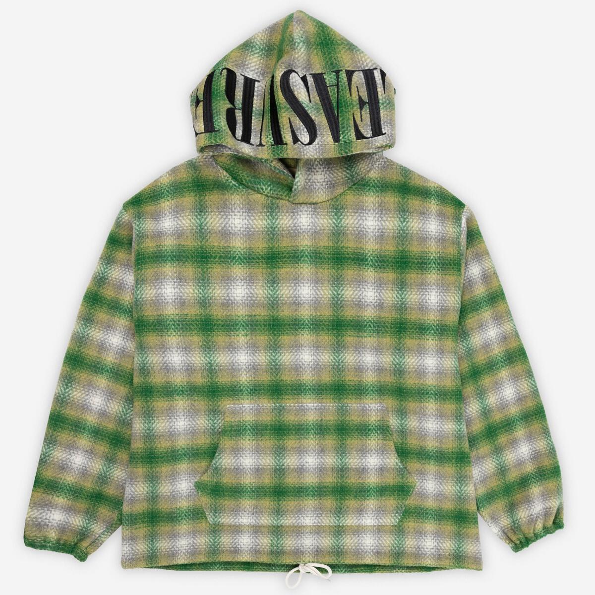 Beyond Plaid Woven Hoodie - Green