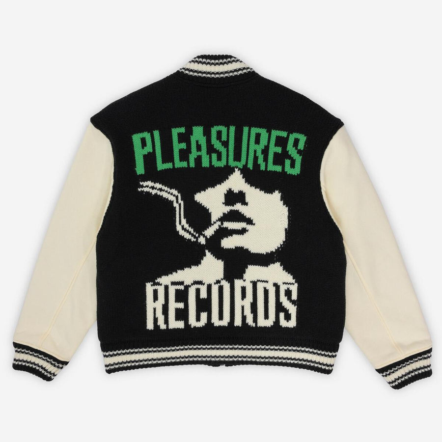 Smoke Knitted Varsity Jacket - Black