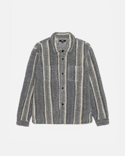 Stripe Sherpa Shirt - Charcoal