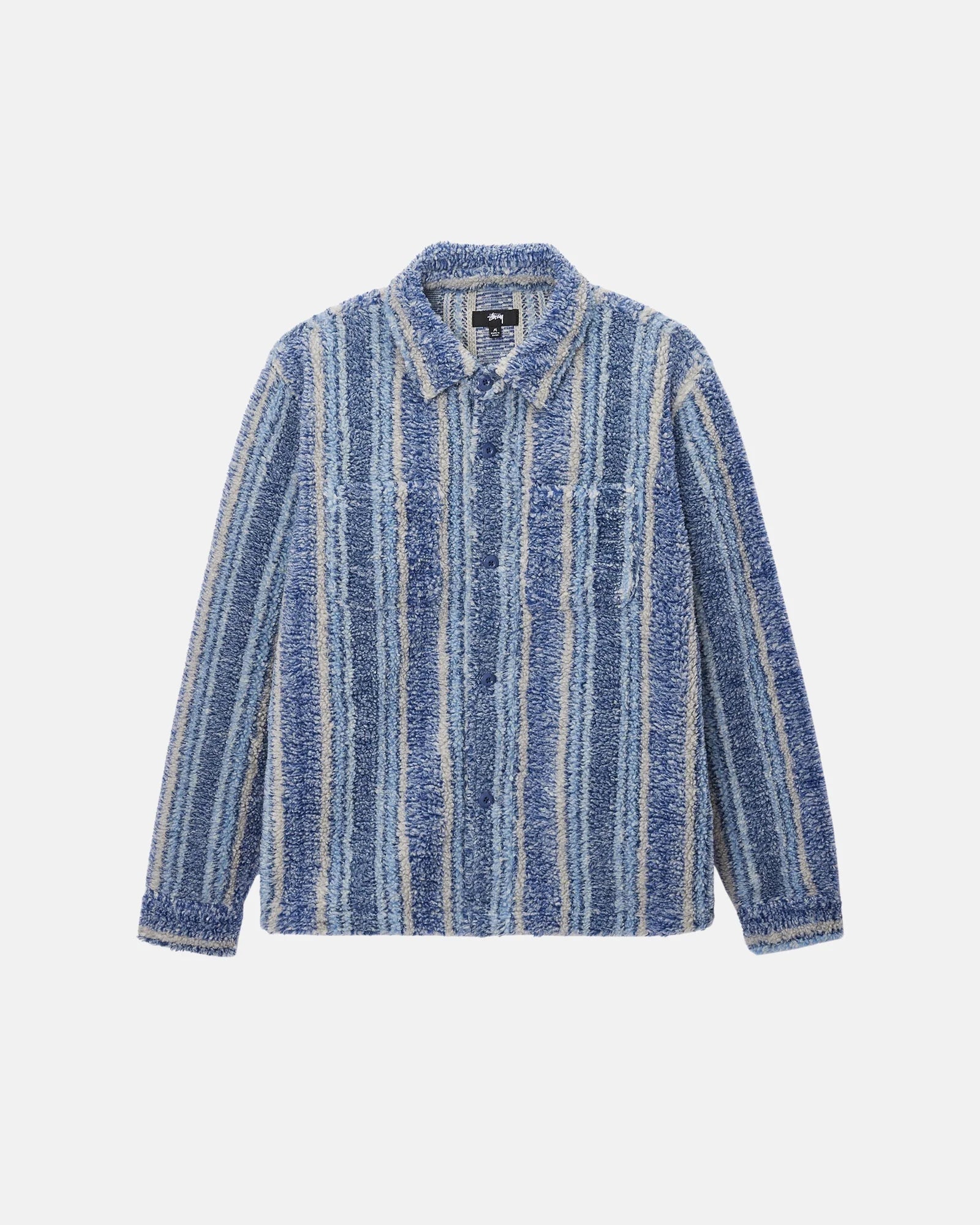 Striped Sherpa Shirt - Indigo