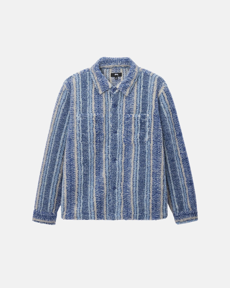 Striped Sherpa Shirt - Indigo
