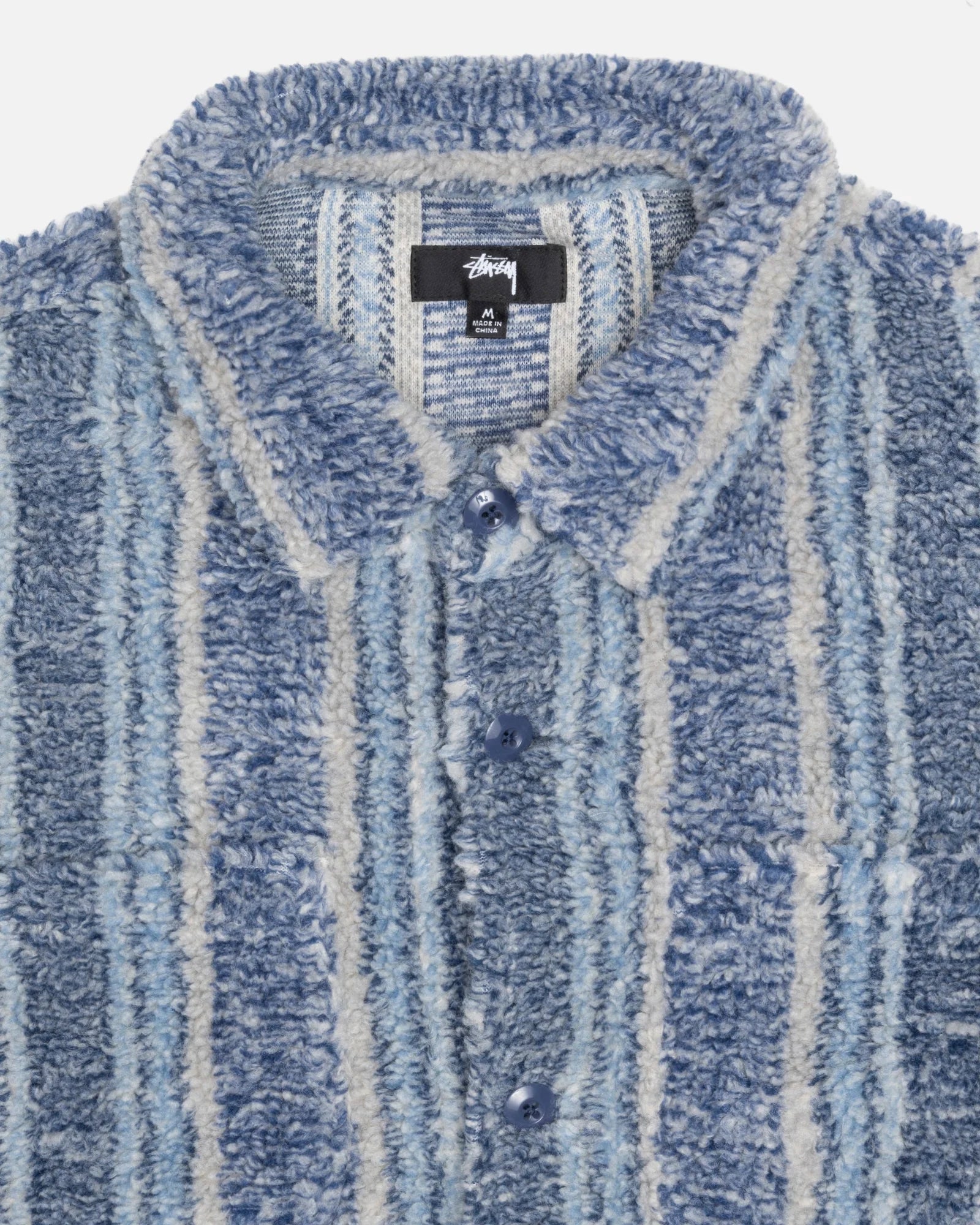 Striped Sherpa Shirt - Indigo