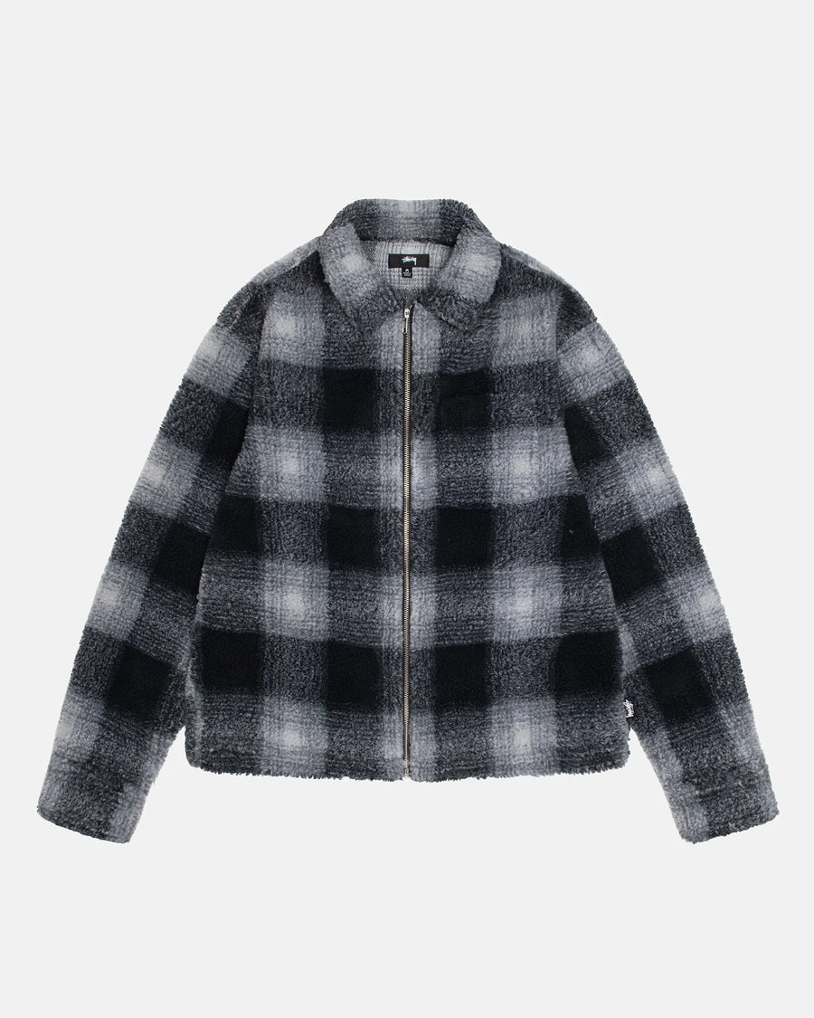 Zip Sherpa Sherpa Plaid - Black