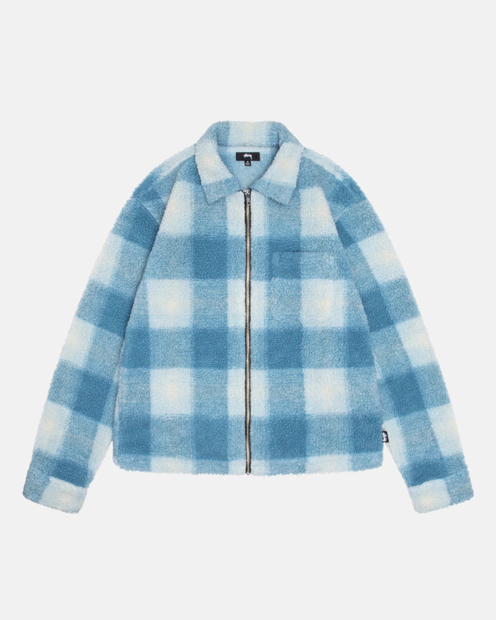 Zip Sherpa Sherpa Plaid - Light Blue