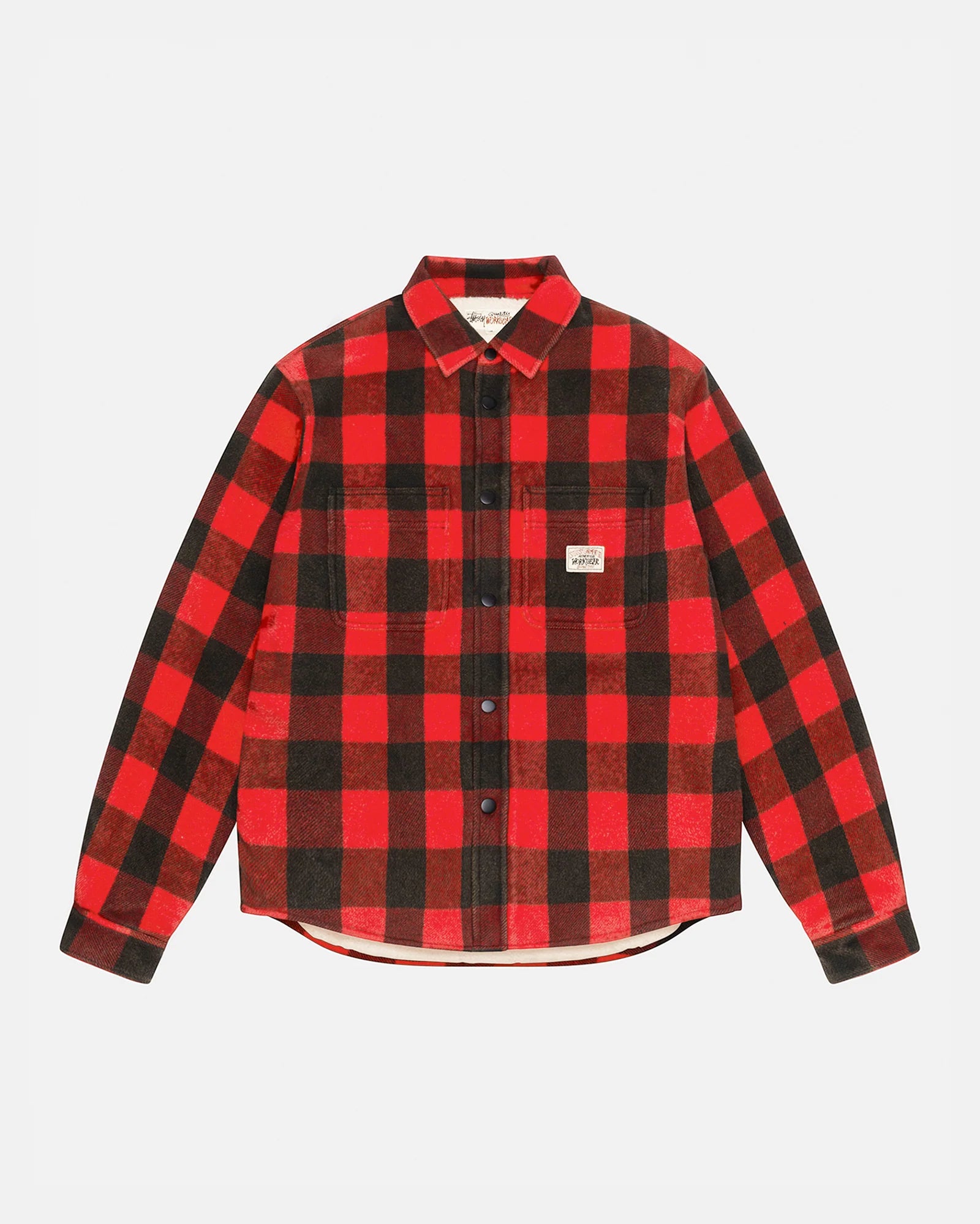 ジャケット・アウター Stussy Brushed Wool Plaid Zip Shirt Red Stussy Brushed Wool Plaid Zip Shirt - POIZON