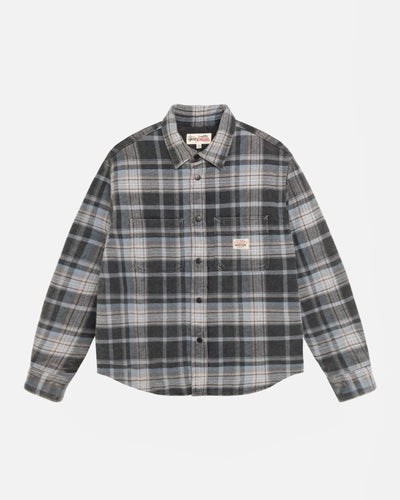 Heavy Washed Plaid Shirt - Blue