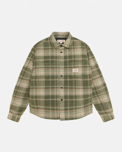 Heavy Washed Plaid Shirt - Green