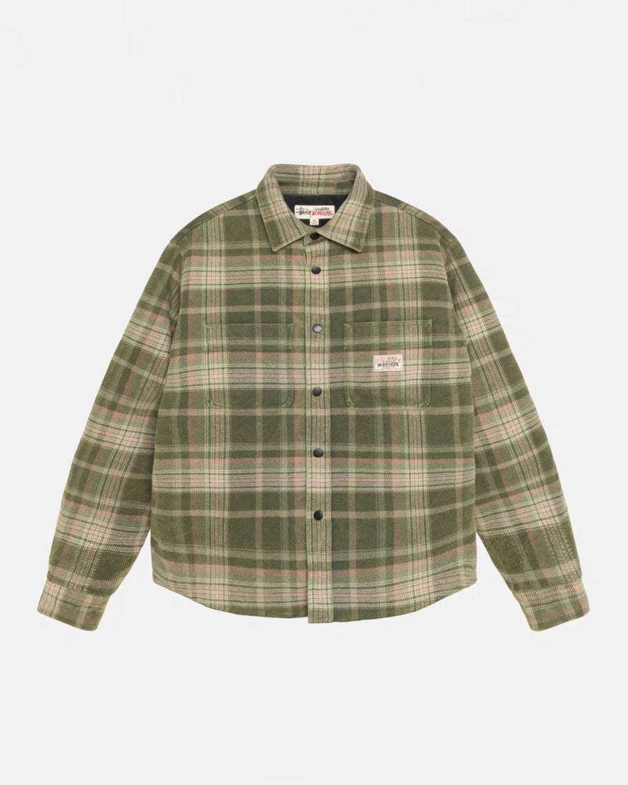 Heavy Washed Plaid Shirt - Green