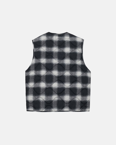 Plaid Nylon Liner Vest - Black