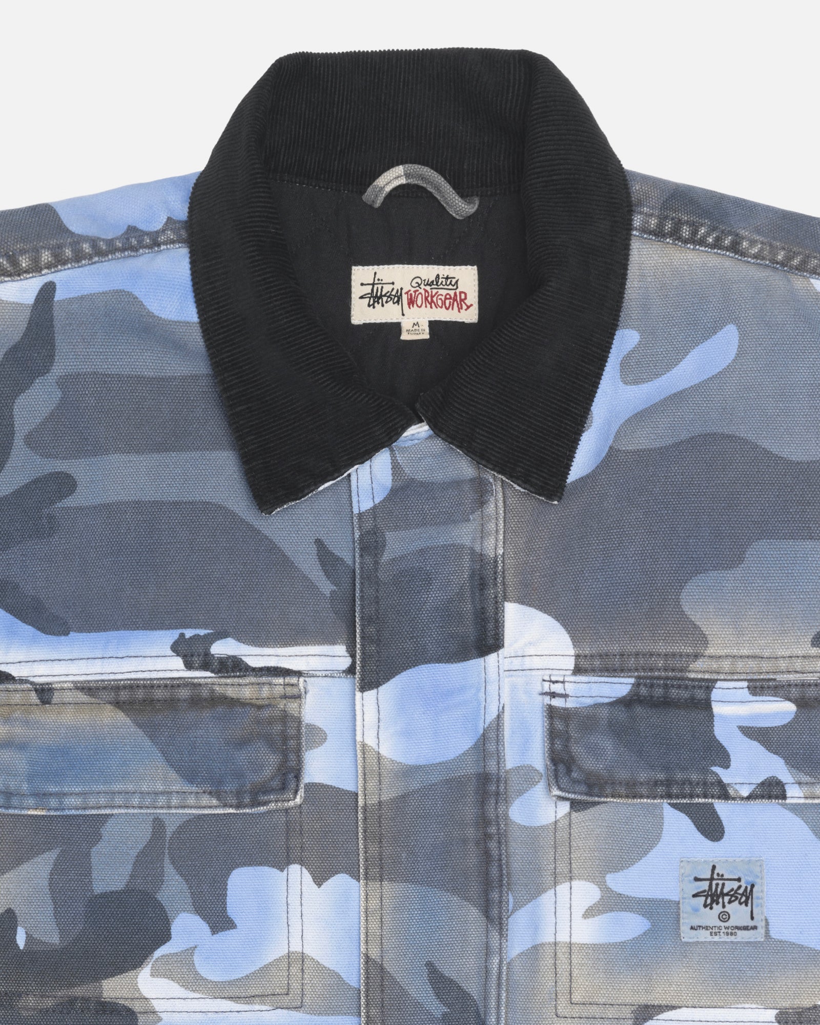Shop Jacket Spray Dye Canvas - Camo Blue