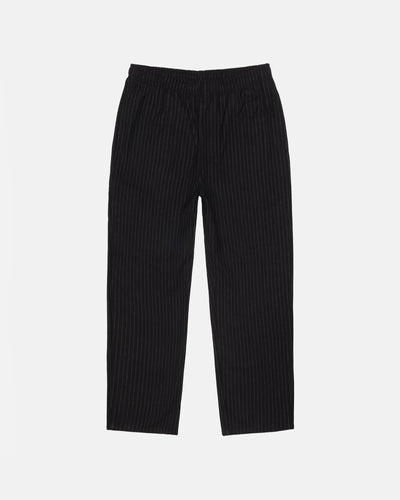 Wool Stripe Beach Pants - Black