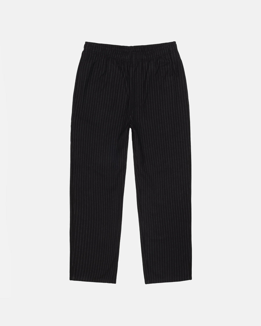 Wool Stripe Beach Pants - Black