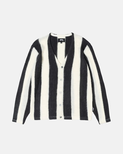 Stripe Brushed Cardigan- Natural
