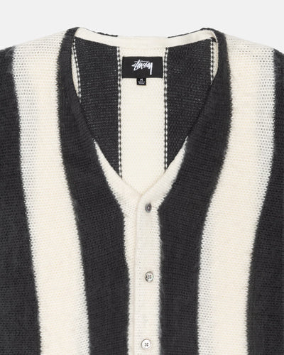 Stripe Brushed Cardigan- Natural
