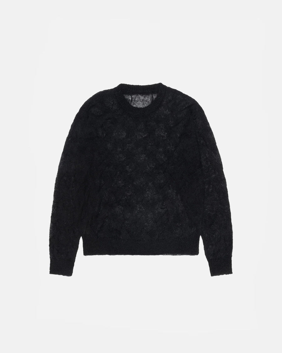 Loose Knit Cross Cable Sweater -Black