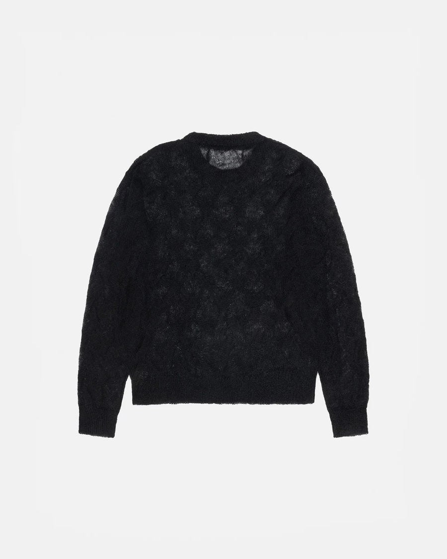 Loose Knit Cross Cable Sweater -Black