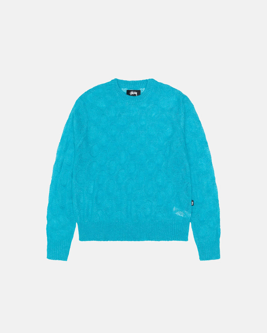 Loose Knit Cross Cable Sweater - Cyan