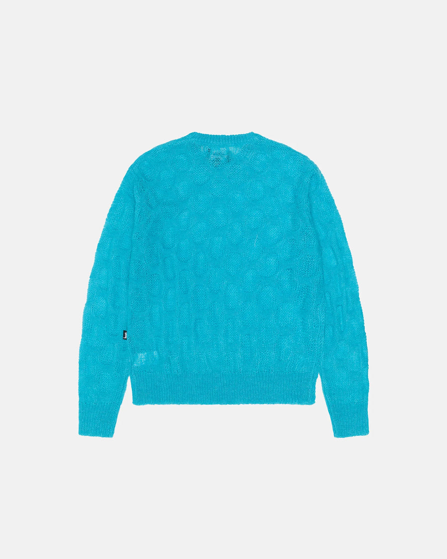 Loose Knit Cross Cable Sweater - Cyan