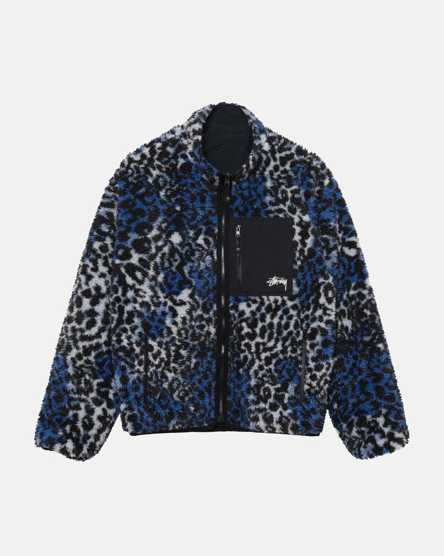 Sherpa Reversible Jacket - Blue Leopard