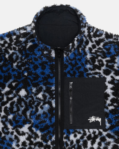 Sherpa Reversible Jacket - Blue Leopard