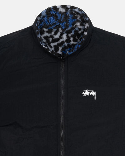 Sherpa Reversible Jacket - Blue Leopard