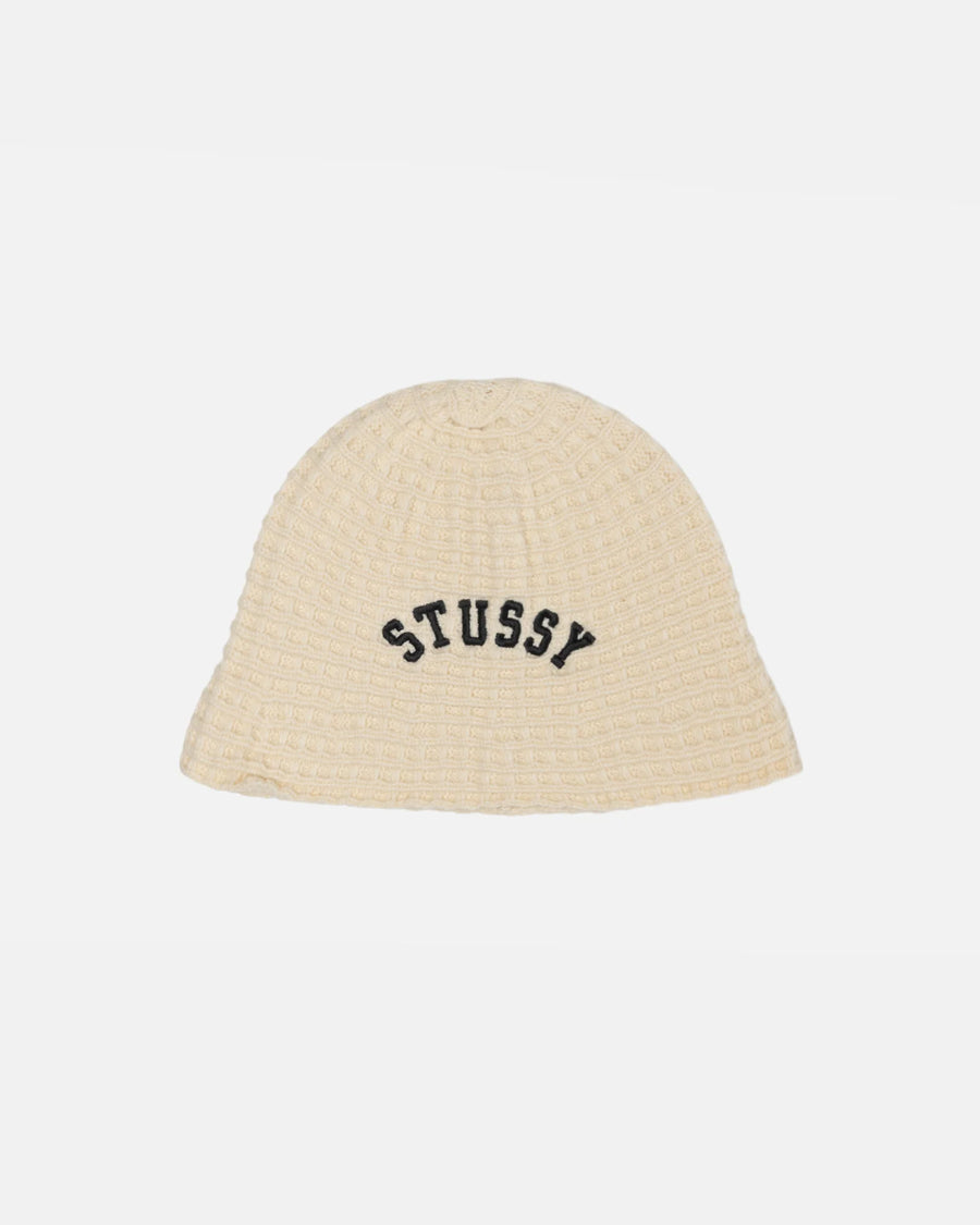 Waffle Knit Bucket Hat - Bone