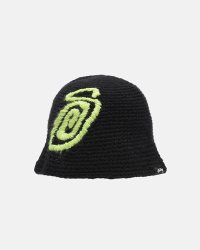 Swirly S Knit Bucket Hat - Black