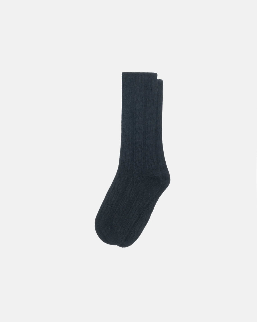 Cable Knit Dress Sock - Black