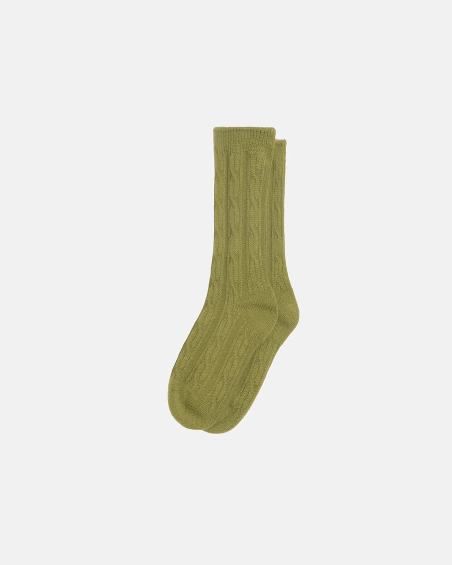 Cable Knit Dress Sock - Dark Lime
