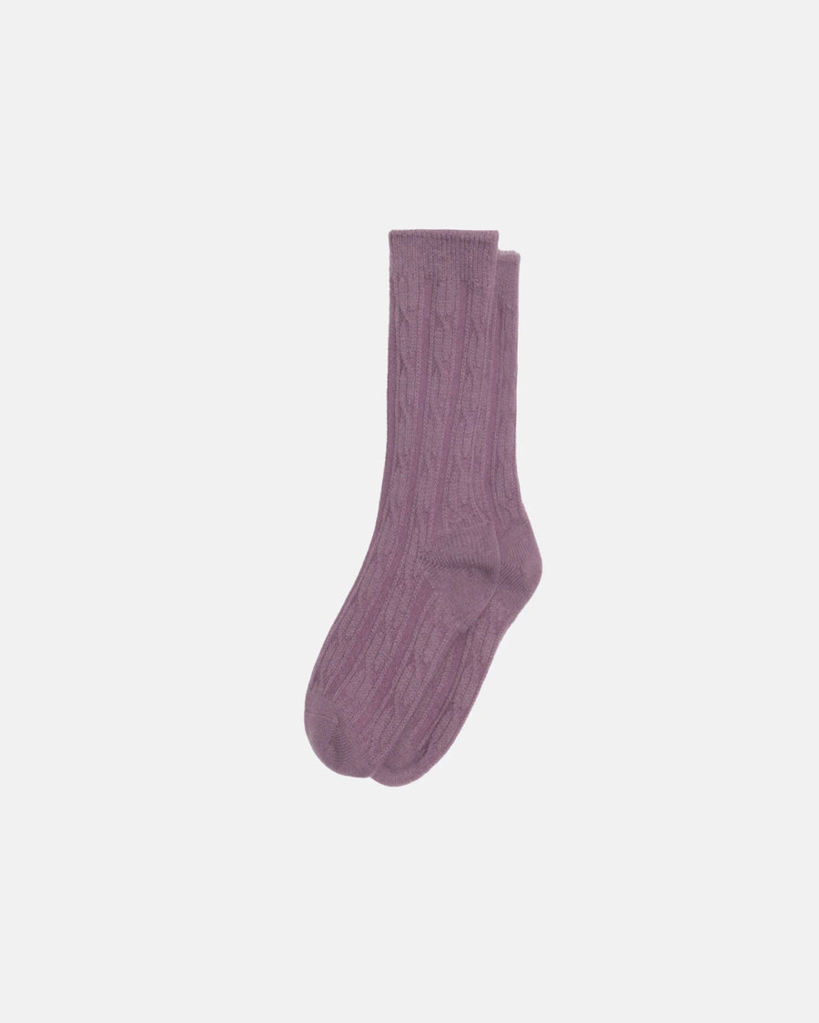 Cable Knit Dress Sock - Plum