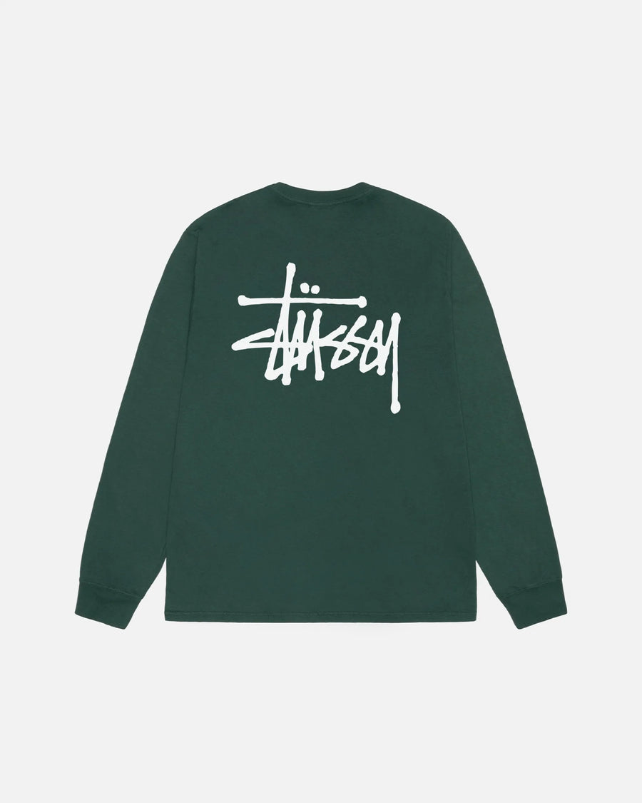 Basic Stussy Pig Dyed LS Tee - Forest