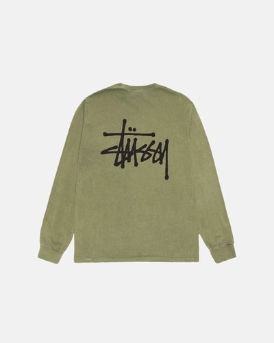 Basic Stussy LS Tee Pigment Dyed - Olive