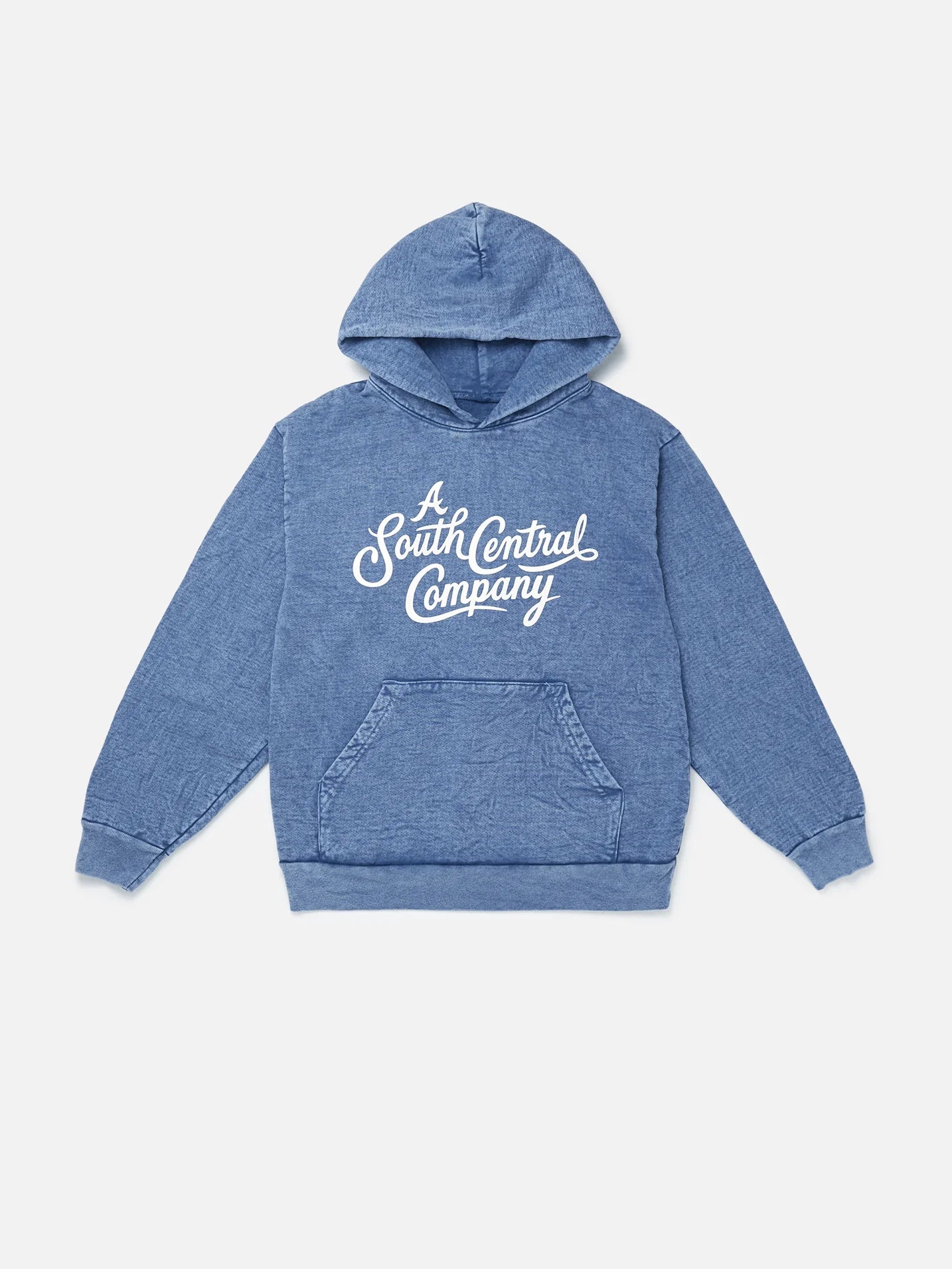 A South Central Company Script Logo Hoodie - Washed Indigo