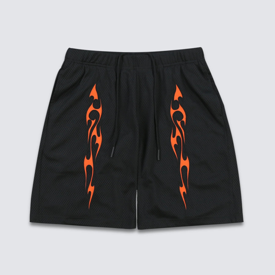 Flame Mesh Shorts - Black