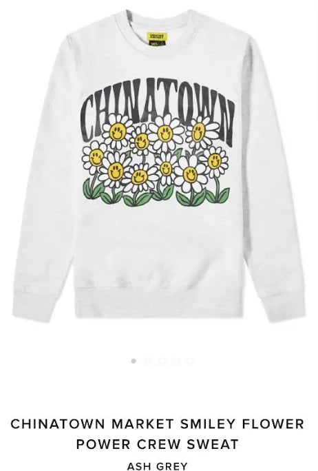 Smiley Flower Power Crewneck - Ash Gray
