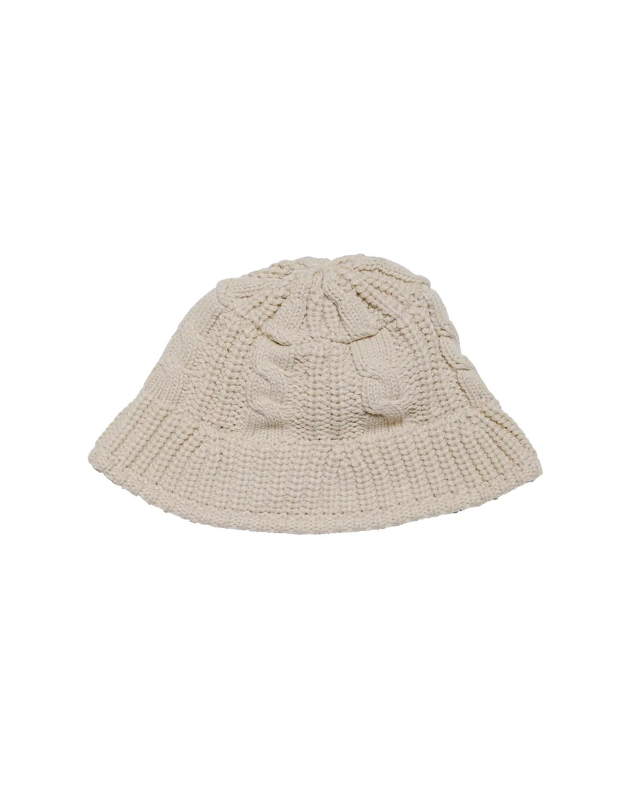 Cable Knit Bucket Hat - Oat