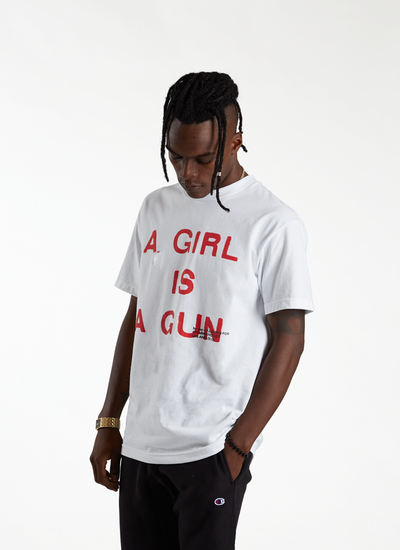 'A Girl is a Gun' T-shirt - White