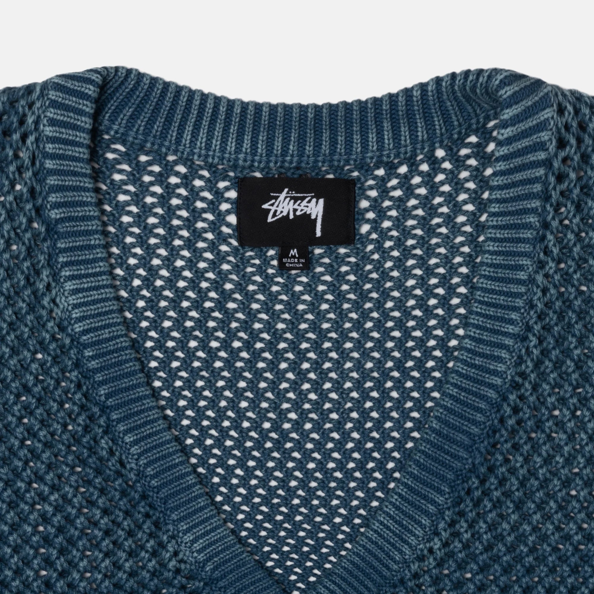 STUSSY LOOSE GAUGE CARDIGAN 青 L STUSSY LOOSE GAUGE CARDIGAN 青 L