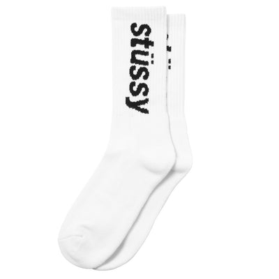 Helvetica Jacquard Crew Socks - White