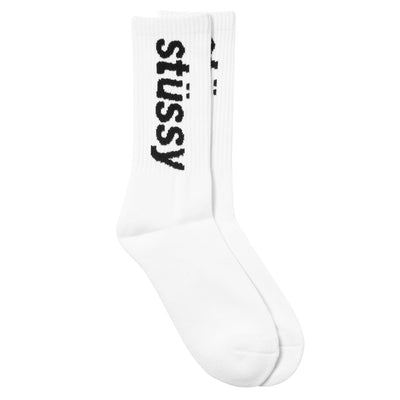 Helvetica Jacquard Crew Socks - White