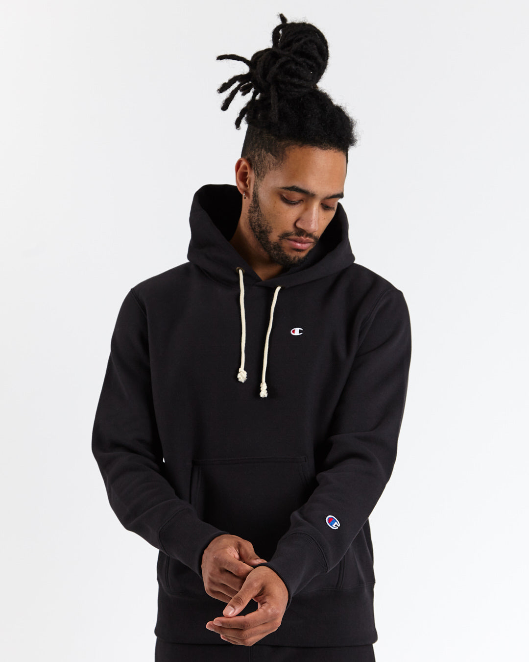 Reverse Weave Hooded Sweatshirt - Black