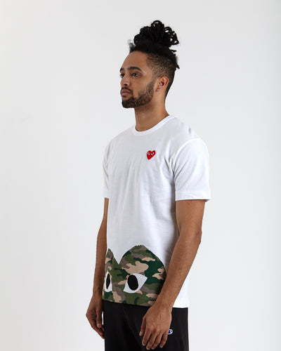 T-shirt with Large Camo Half Heart - White