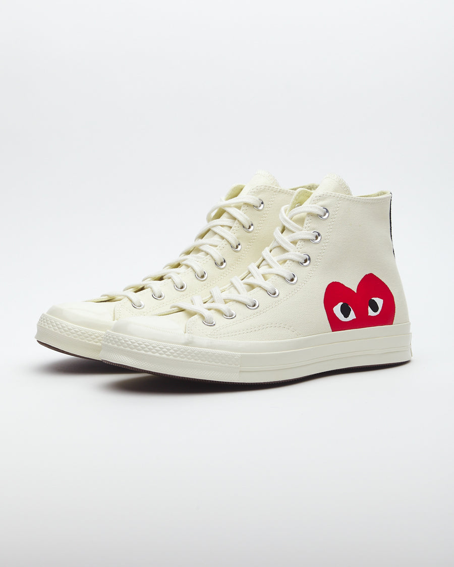 Comme des Garcons Play Peek-A-Boo High-Top Canvas Sneakers White