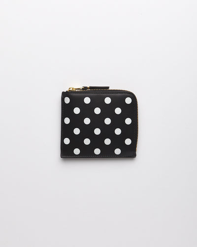 Polka Dots Printed Wallet 1/2 Zip - Black  (SA3100PD)