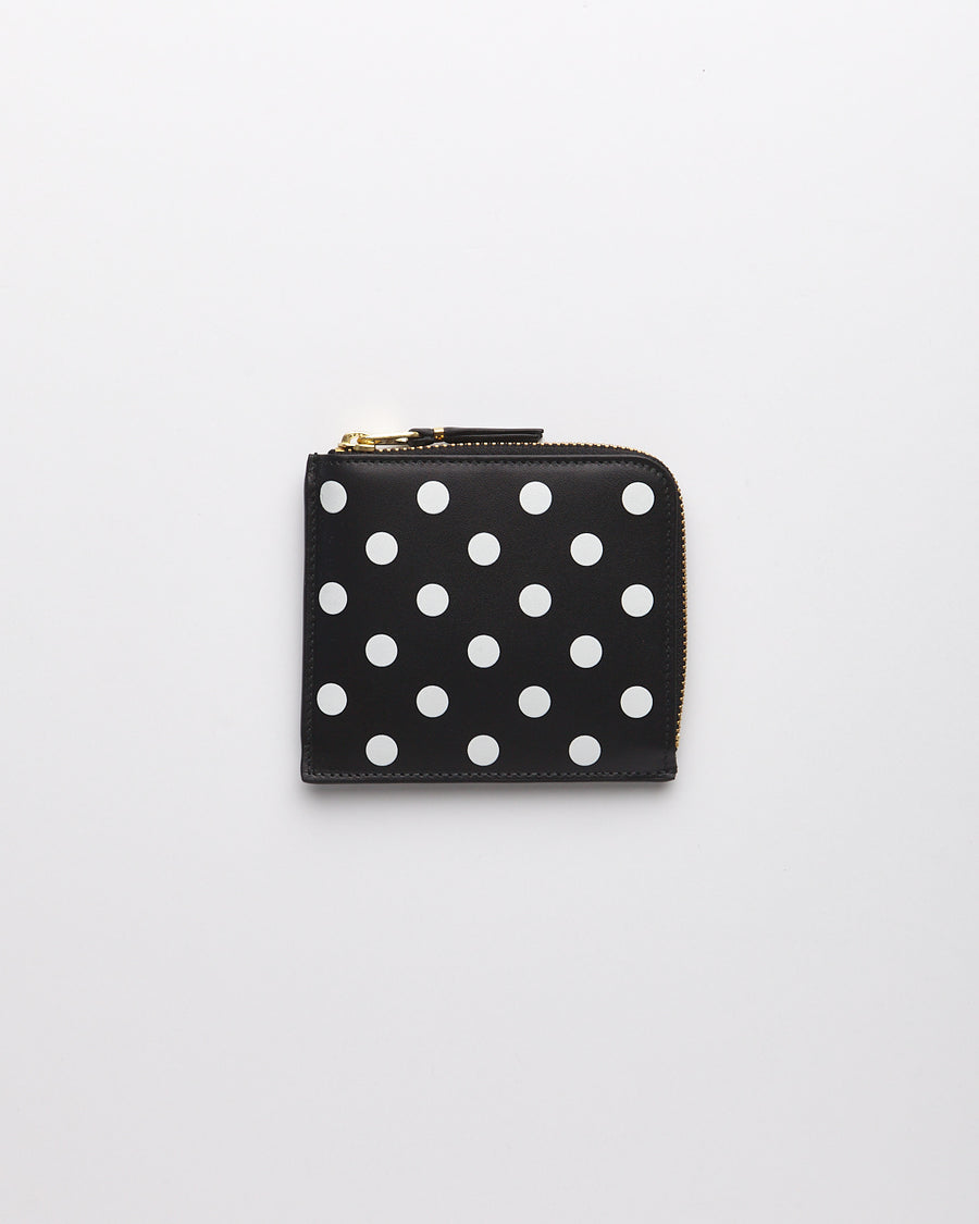 Polka Dots Printed Wallet 1/2 Zip - Black  (SA3100PD)