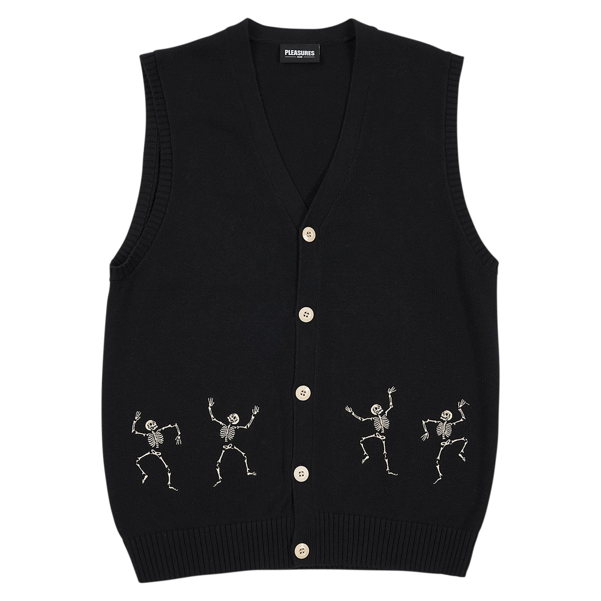 Unspoken Pleasures Bones Cardigan Vest Black