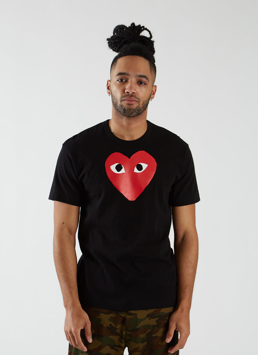 T-shirt with Large Red Heart - Black